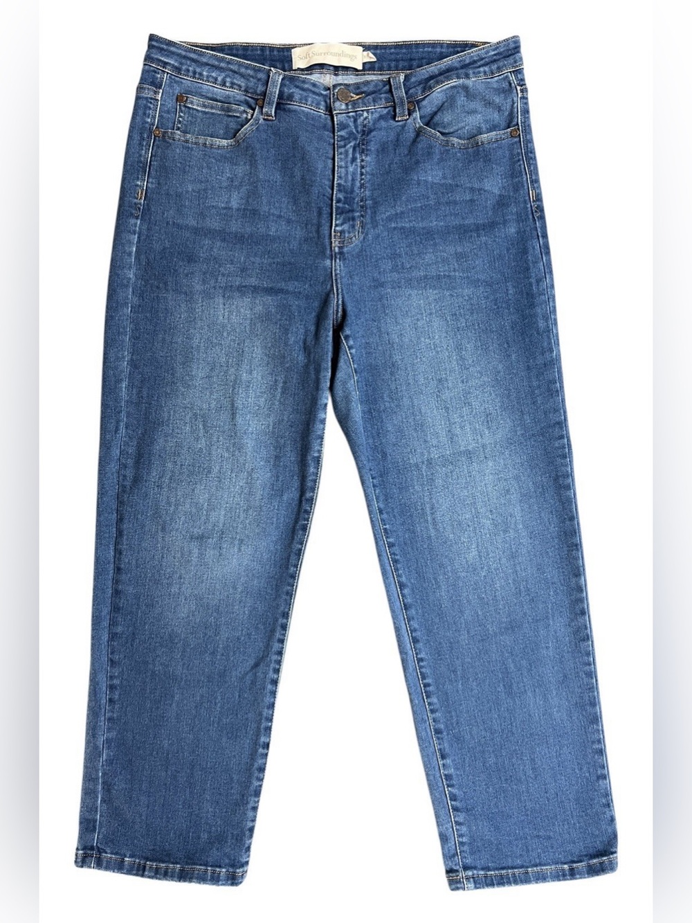 Soft Surroundings Jeans Womens Sz 14 Denim Light Wash Ultimate Straight Cropped